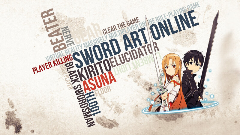 Two Anime Characters with Swords — Beige