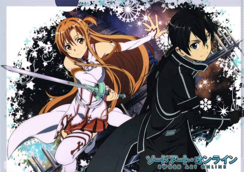 Two Anime Characters with Swords — Black, Dramatic, Night