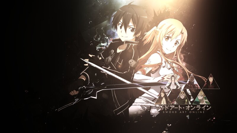 Two Anime Characters with Swords — Black, Dramatic, Triangles
