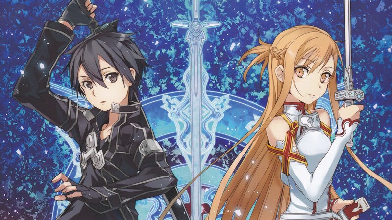 Two Anime Characters with Swords — Blue, Dramatic, Night
