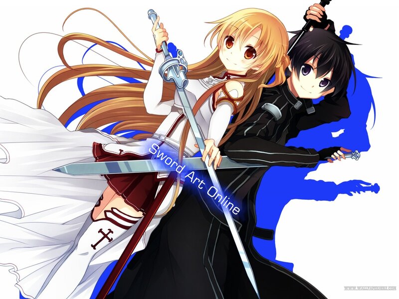 Two Anime Characters with Swords — Blue, Dynamic, Long Hair