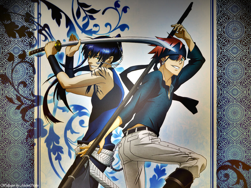 Two Anime Characters with Swords — Blue, Dynamic