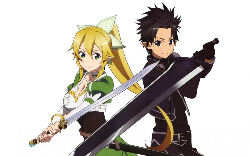 Two Anime Characters with Swords — Green