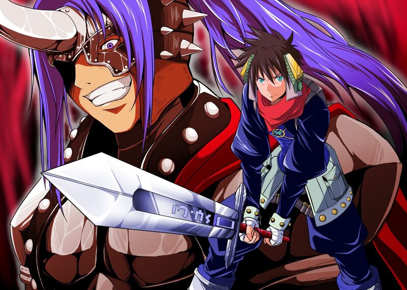 Two Anime Characters with Swords — Purple, Dramatic, Armor