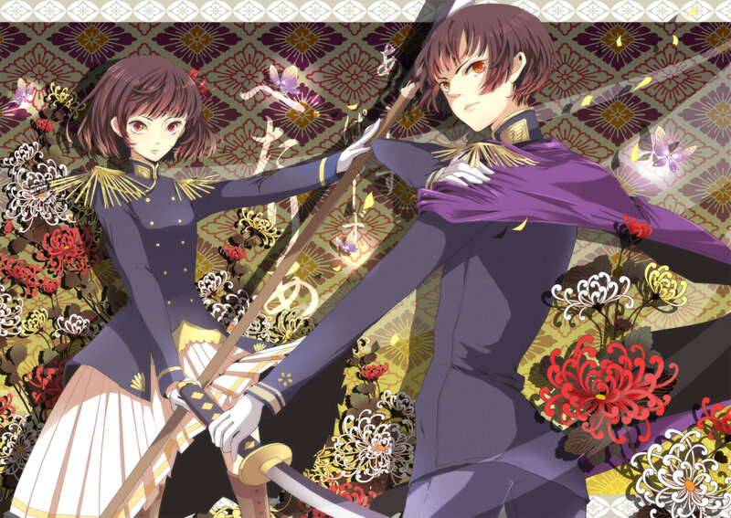 Two Anime Characters with Swords — Purple, Dramatic
