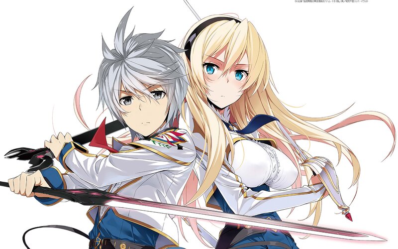 Two Anime Characters with Swords — White, Dramatic, Uniforms