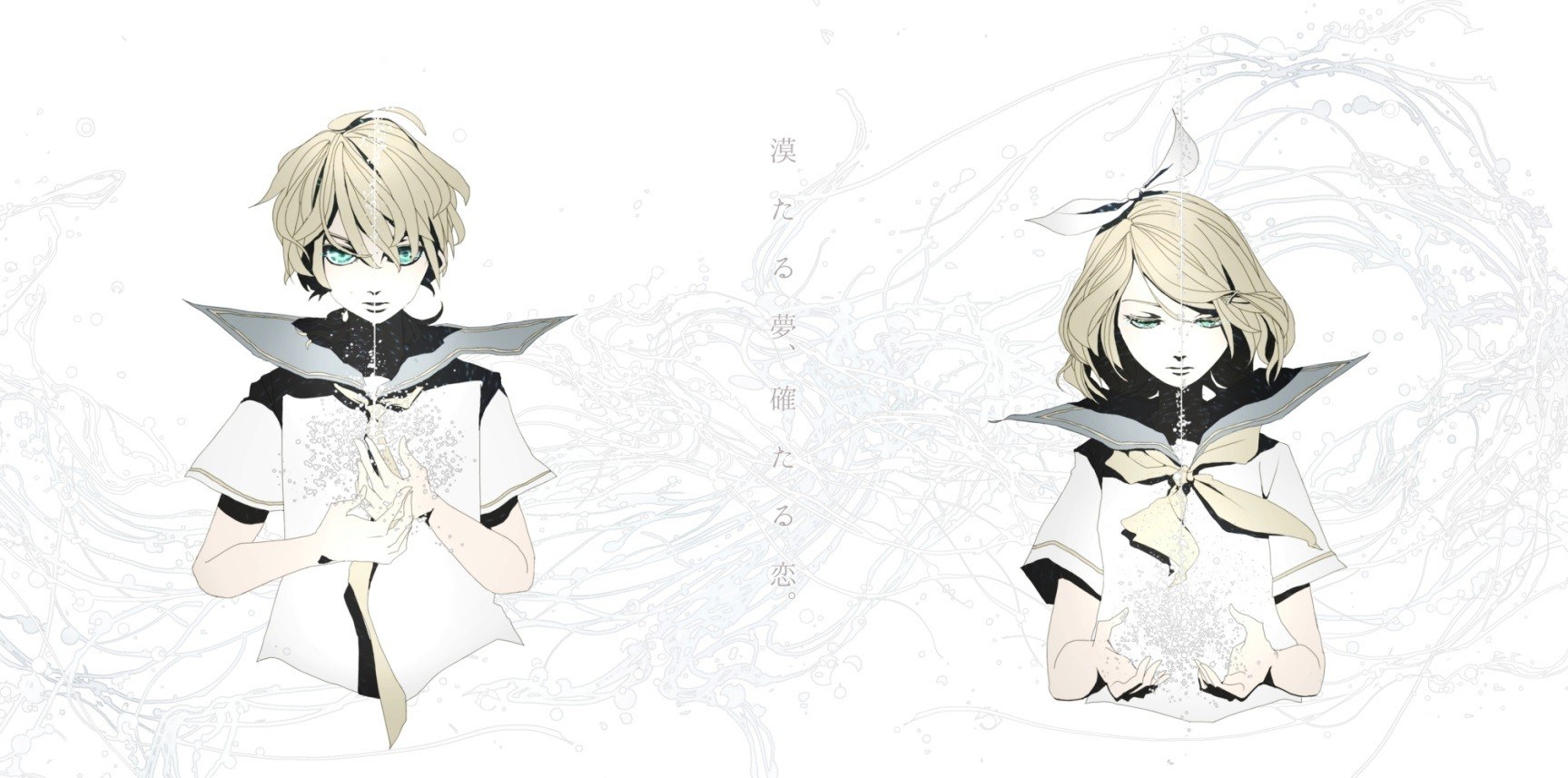 Two anime characters with water effects