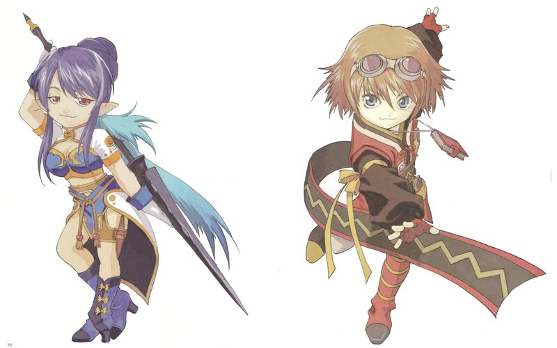 two anime characters with weapons