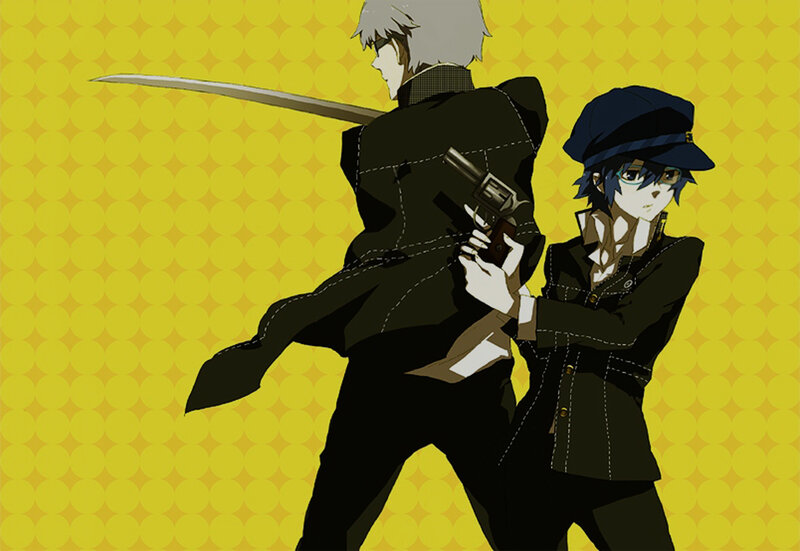 Two anime characters with weapons