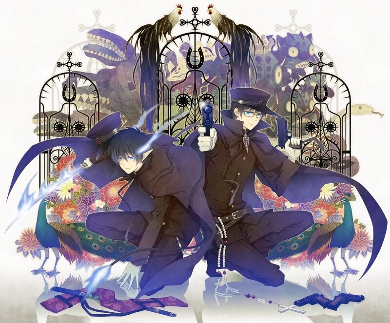 Two Anime Characters with Weapons — Purple