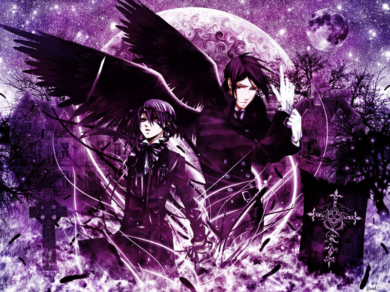 Two Anime Characters with Wings — Purple