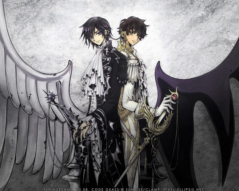Two anime characters with wings