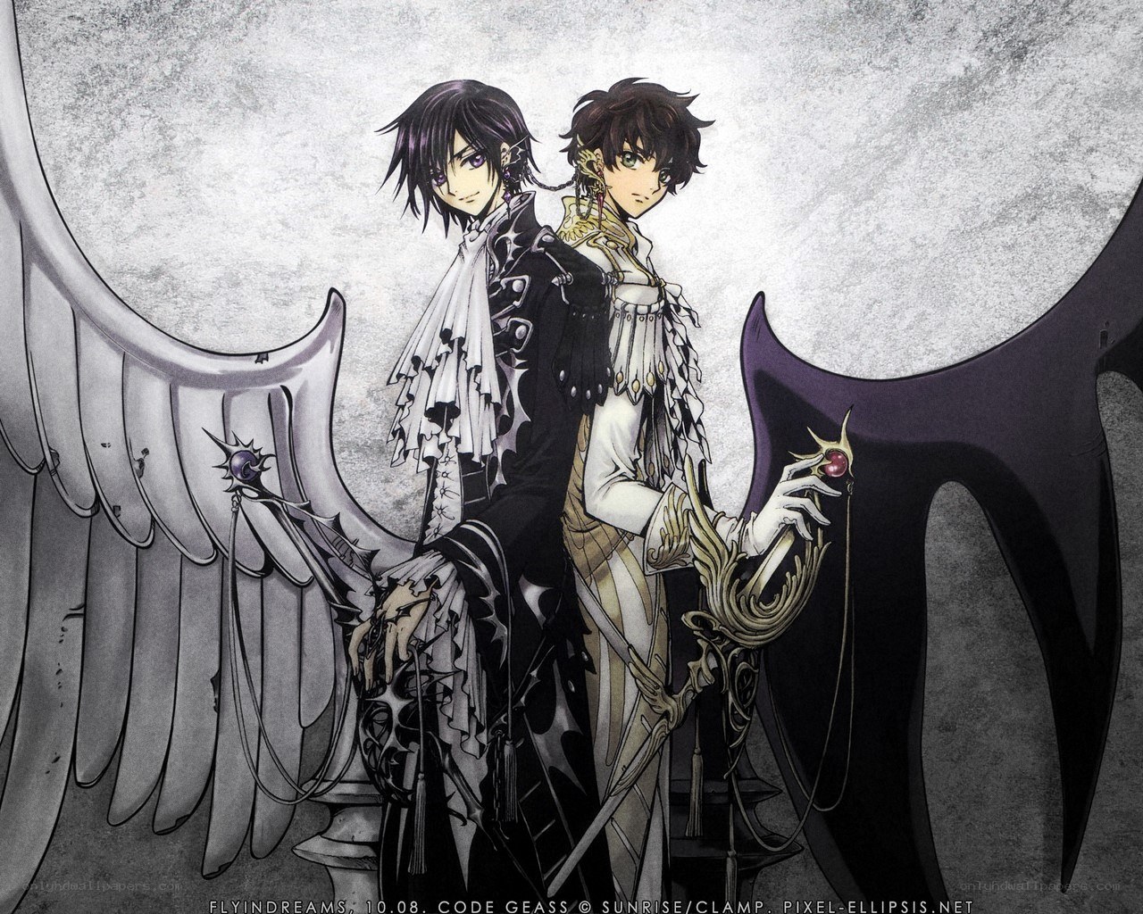 Two anime characters with wings