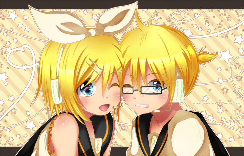 Two Anime Characters — Yellow, Cheerful, Headphones