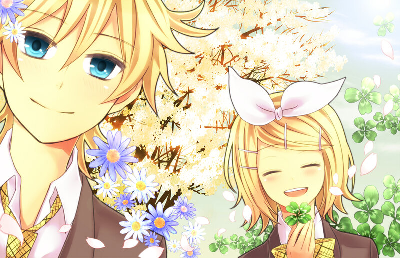 Two Anime Characters — Yellow, Cheerful, Spring
