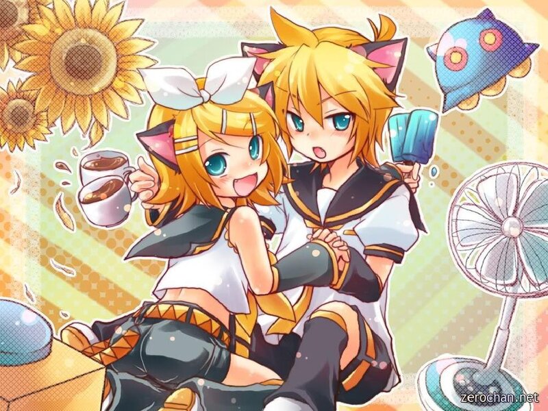 Two Anime Characters — Yellow, Cheerful, Summer, Sunflowers