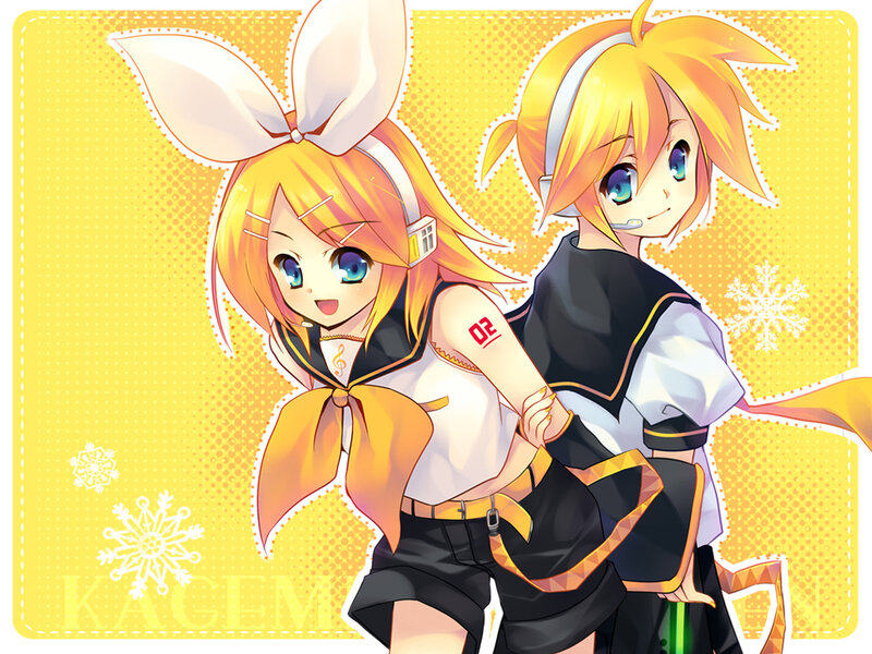 Two Anime Characters — Yellow, Cheerful, Winter