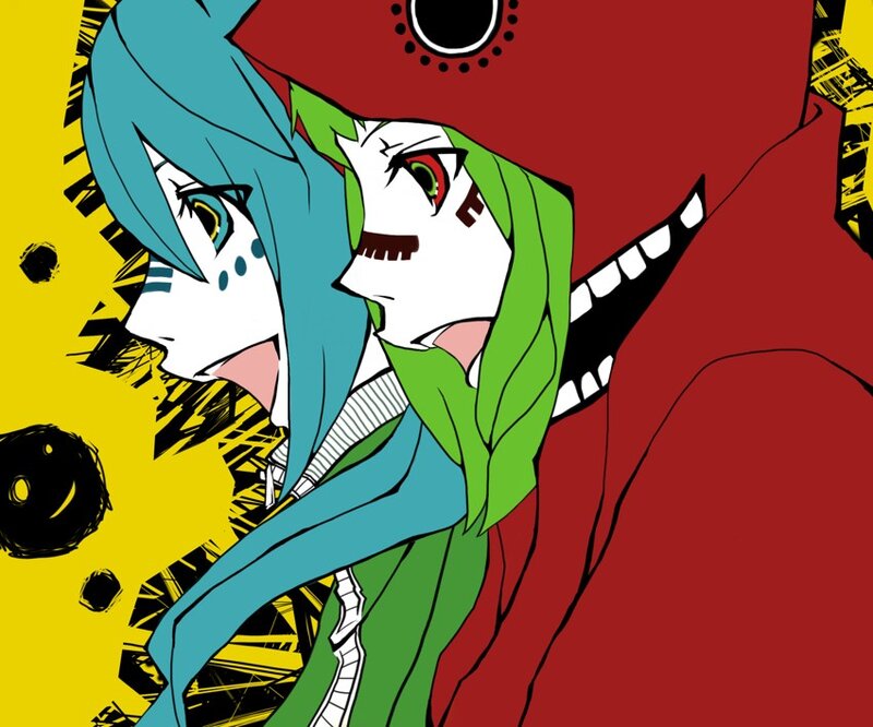 Two Anime Characters — Yellow, Dramatic, Blue Hair