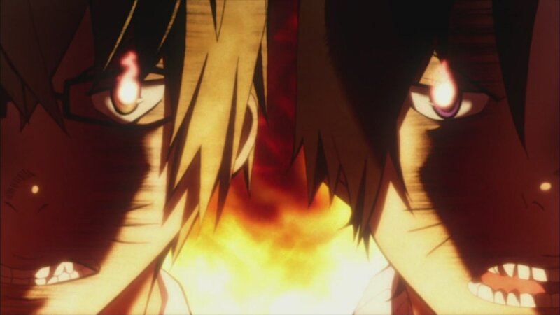 Two Anime Characters — Yellow, Dramatic, Fire, Eyes