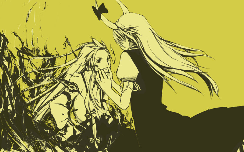 Two Anime Characters — Yellow, Dramatic, Manga, Long Hair