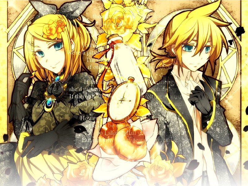 Two Anime Characters — Yellow, Dramatic, Roses
