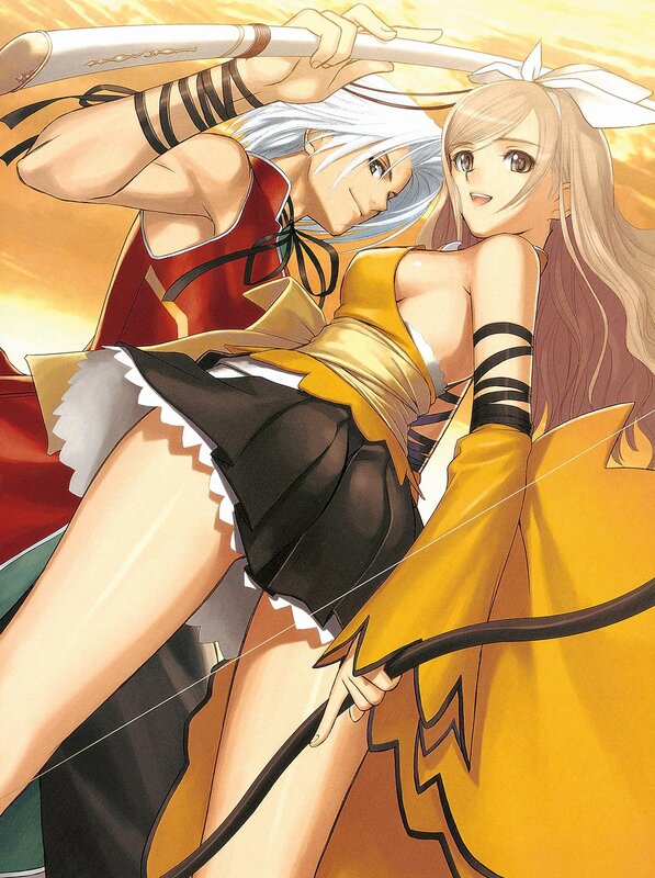 Two Anime Characters — Yellow, Dramatic, Sunset, Sword