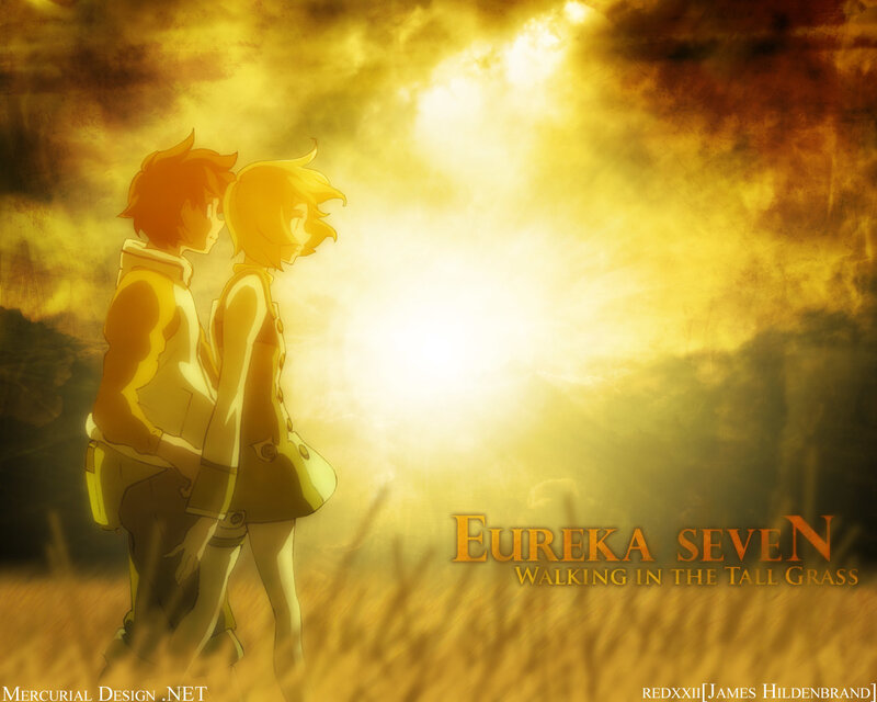 Two Anime Characters — Yellow, Dramatic, Sunset