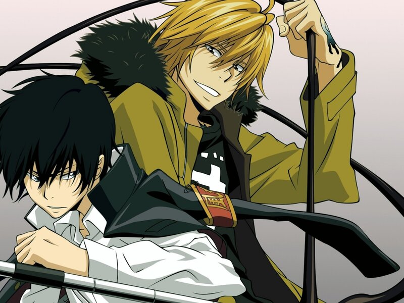 Two Anime Characters — Yellow, Dramatic, Sword, Coat