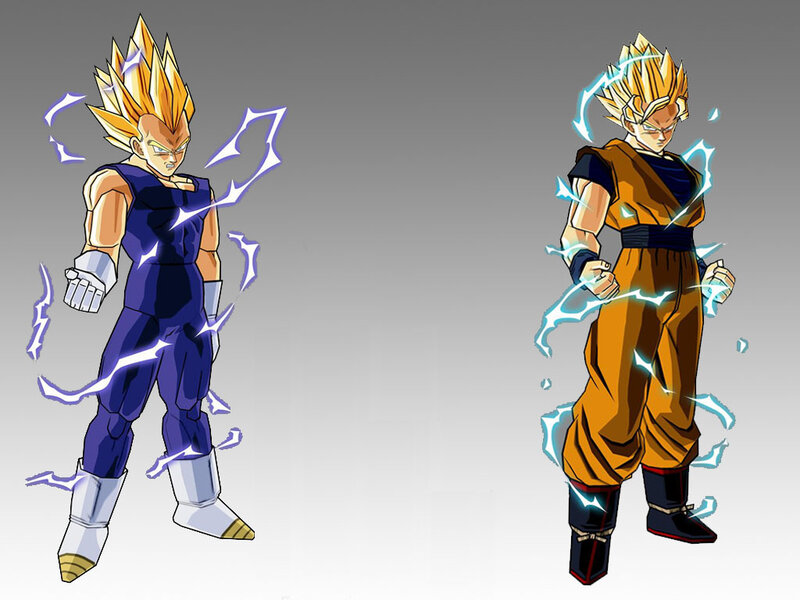 Two Anime Characters — Yellow, Energetic, Lightning