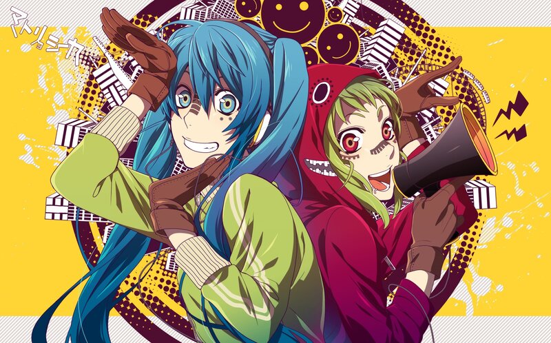 Two Anime Characters — Yellow, Energetic, Megaphone