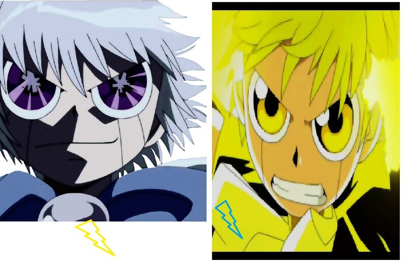 Two Anime Characters — Yellow, Intense, Dramatic