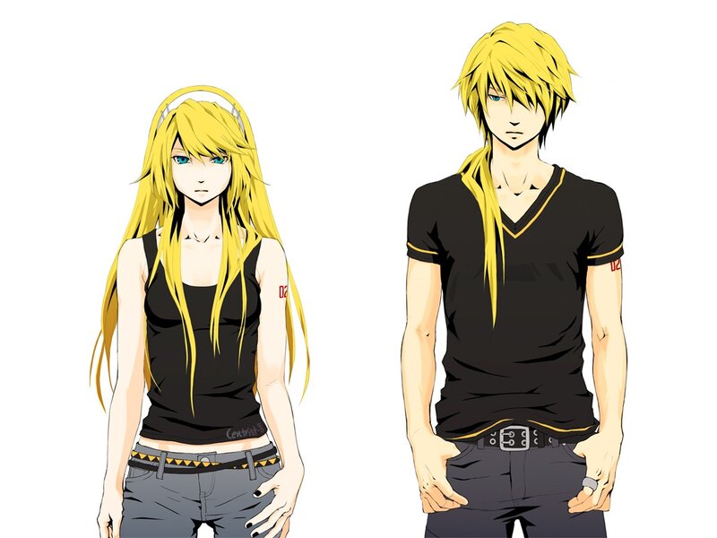 Two Anime Characters — Yellow, Neutral, Yellow Hair, Black Shirts