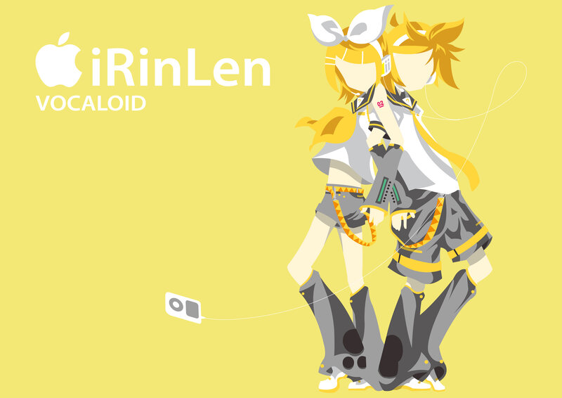 Two Anime Characters — Yellow, Playful, Digital Art, Apple Logo