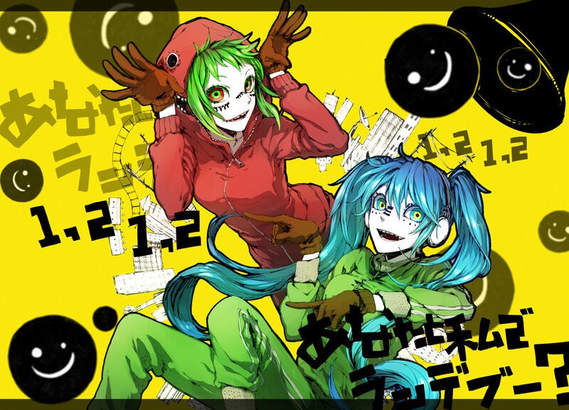 Two Anime Characters — Yellow, Playful, Digital Art