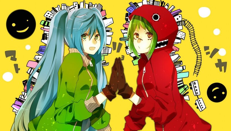Two Anime Characters — Yellow, Playful, Hats, Books