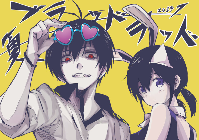 Two Anime Characters — Yellow, Playful, Heart-shaped Glasses