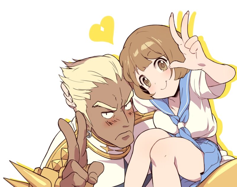 Two Anime Characters — Yellow, Playful, Heart