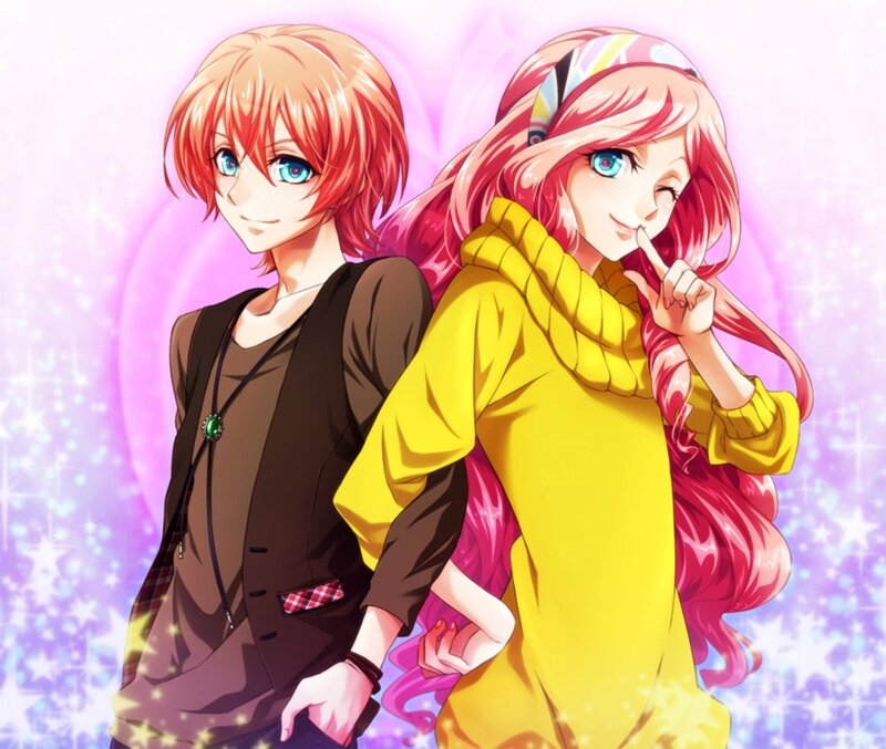 Two Anime Characters — Yellow, Playful, Sparkles