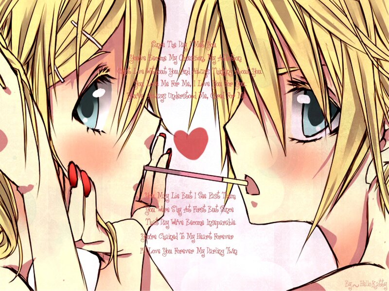 Two Anime Characters — Yellow, Romantic, Hearts