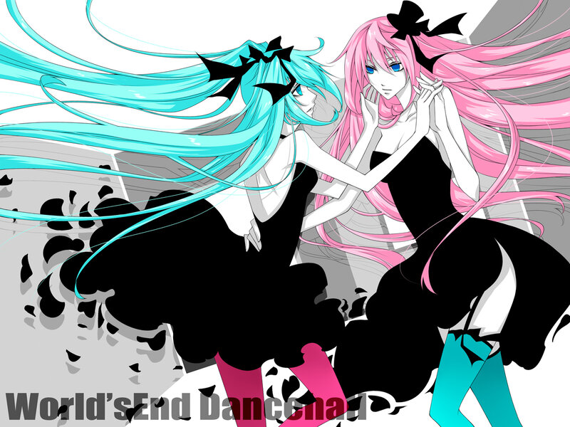 Two anime dancers in black dresses