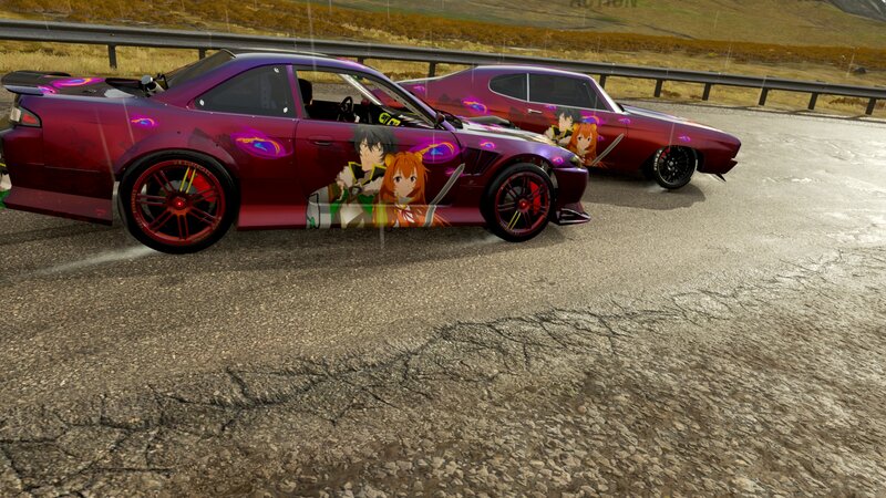 Two Anime-decorated Cars