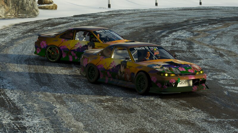 Two Anime-decorated Cars — Yellow