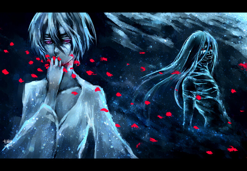 Two Anime Figures in Dark Scene