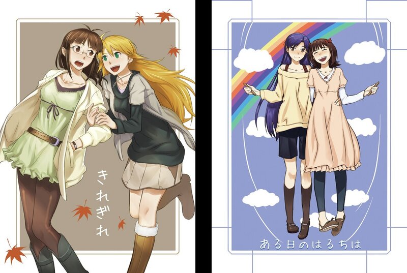 Two anime girl pairs
