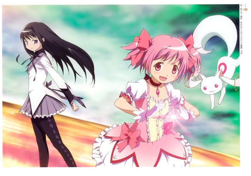 Two Anime Girls and a Cat