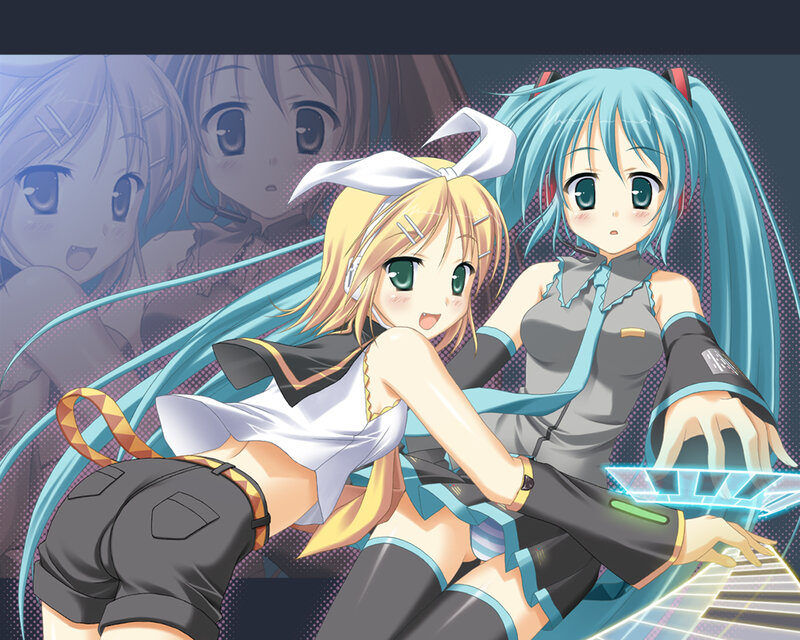 Two anime girls at a keyboard