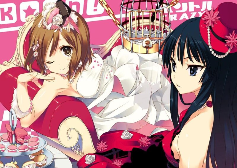 Two anime girls at a tea party