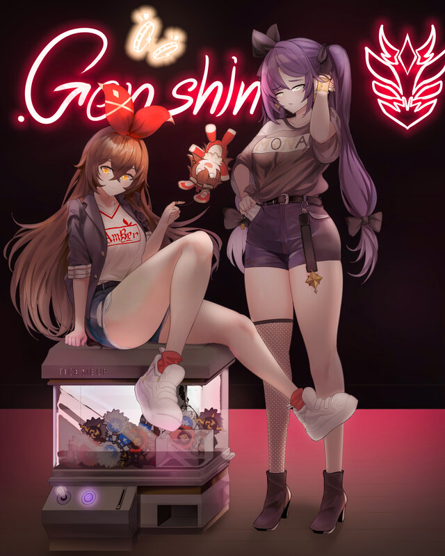 Two Anime Girls at Arcade