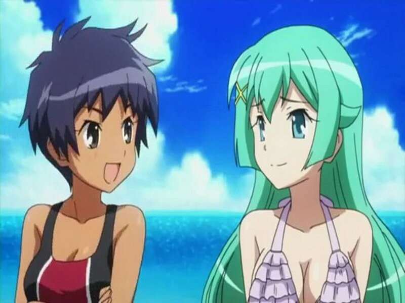 Two Anime Girls at Beach — Blue, Calm