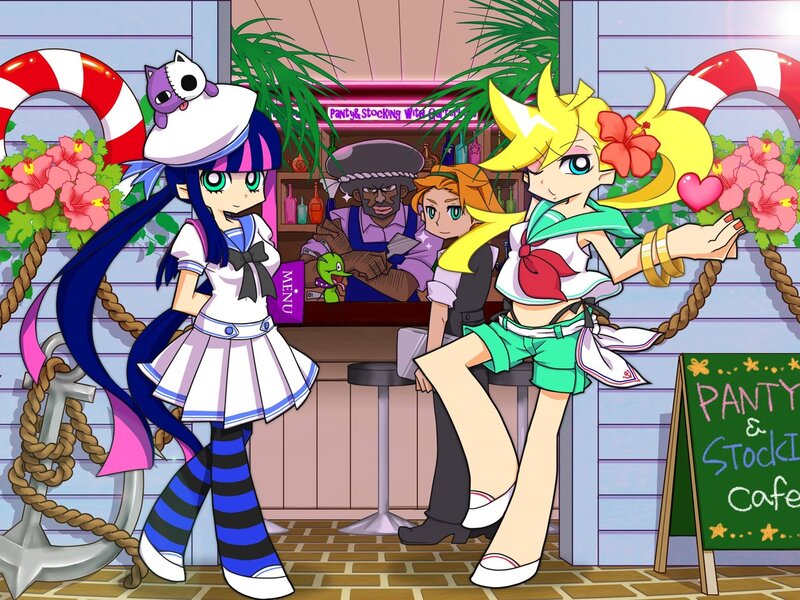 Two Anime Girls at Cafe — Blue